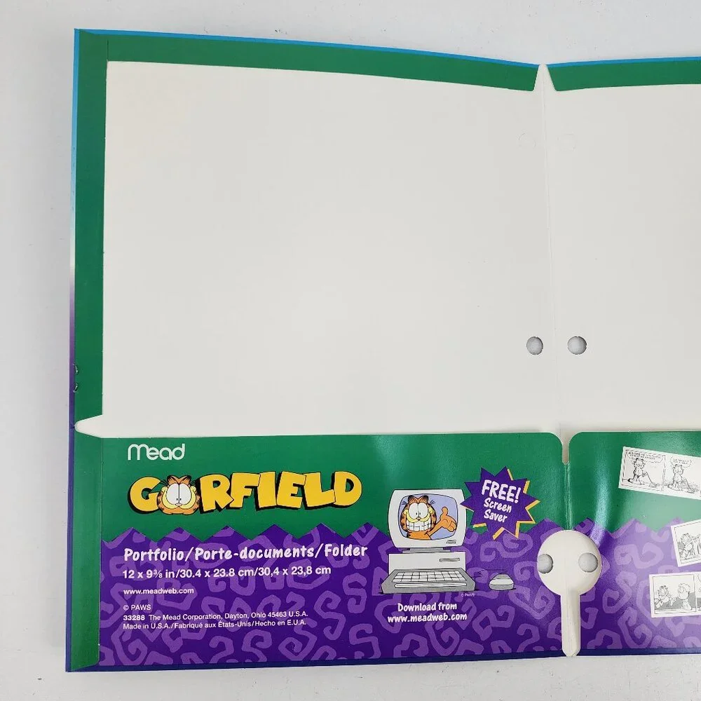 New Lot of 5 Vtg 1999 Garfield Cat & Odie Dog School Binder Pocket Folders NOS